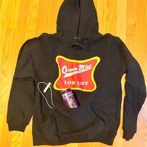 J. America Black Hoodie with Red and Yellow Design